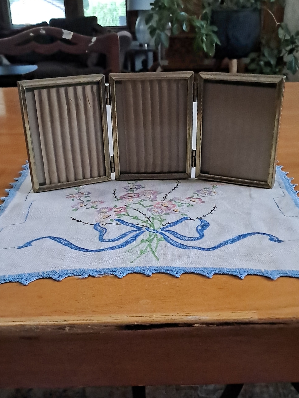 Vintage Triple Fold Brass Picture Frames